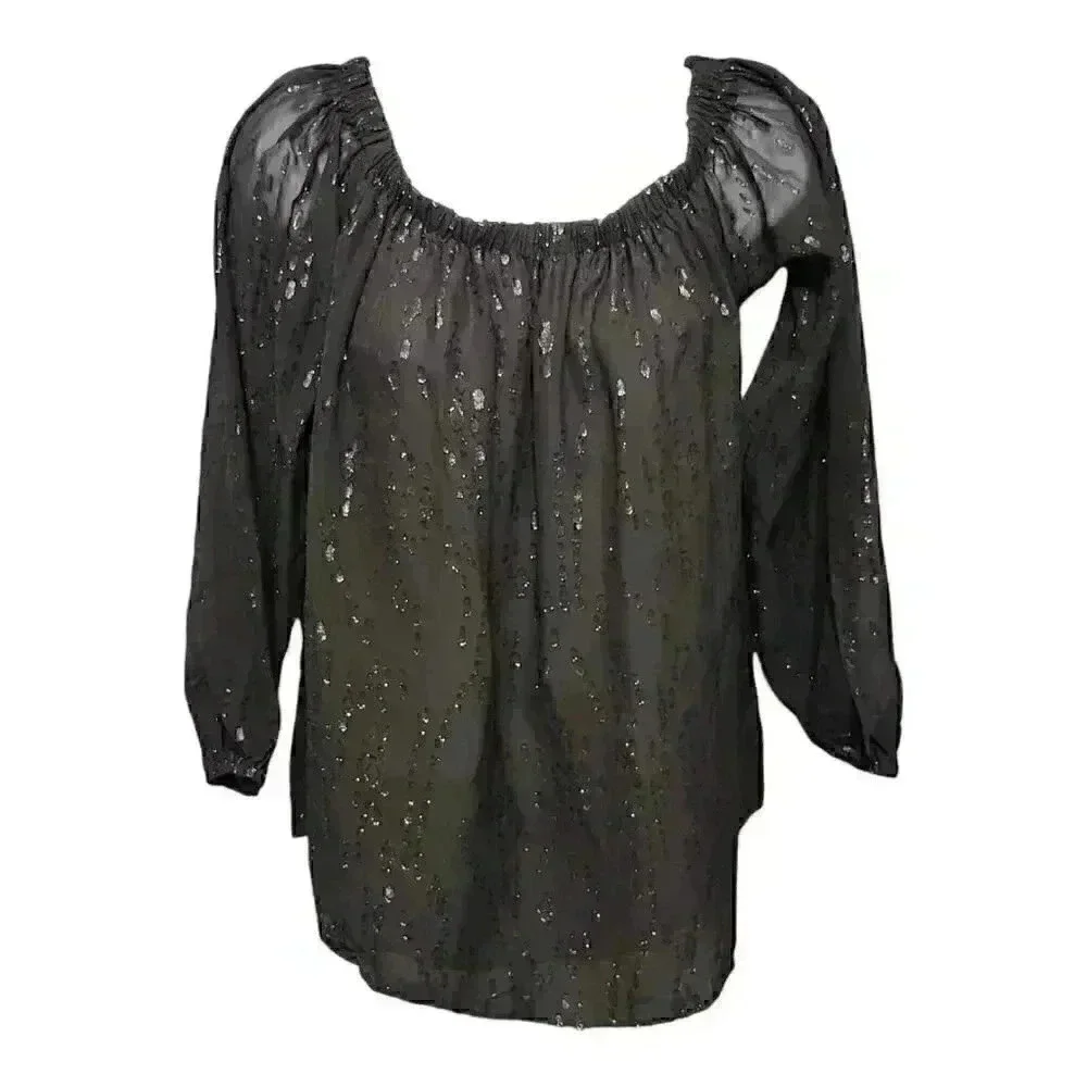 Emilee Silk Blouse by Lilly Pulitzer - Off-the-Shoulder - Stylish Long Sleeve